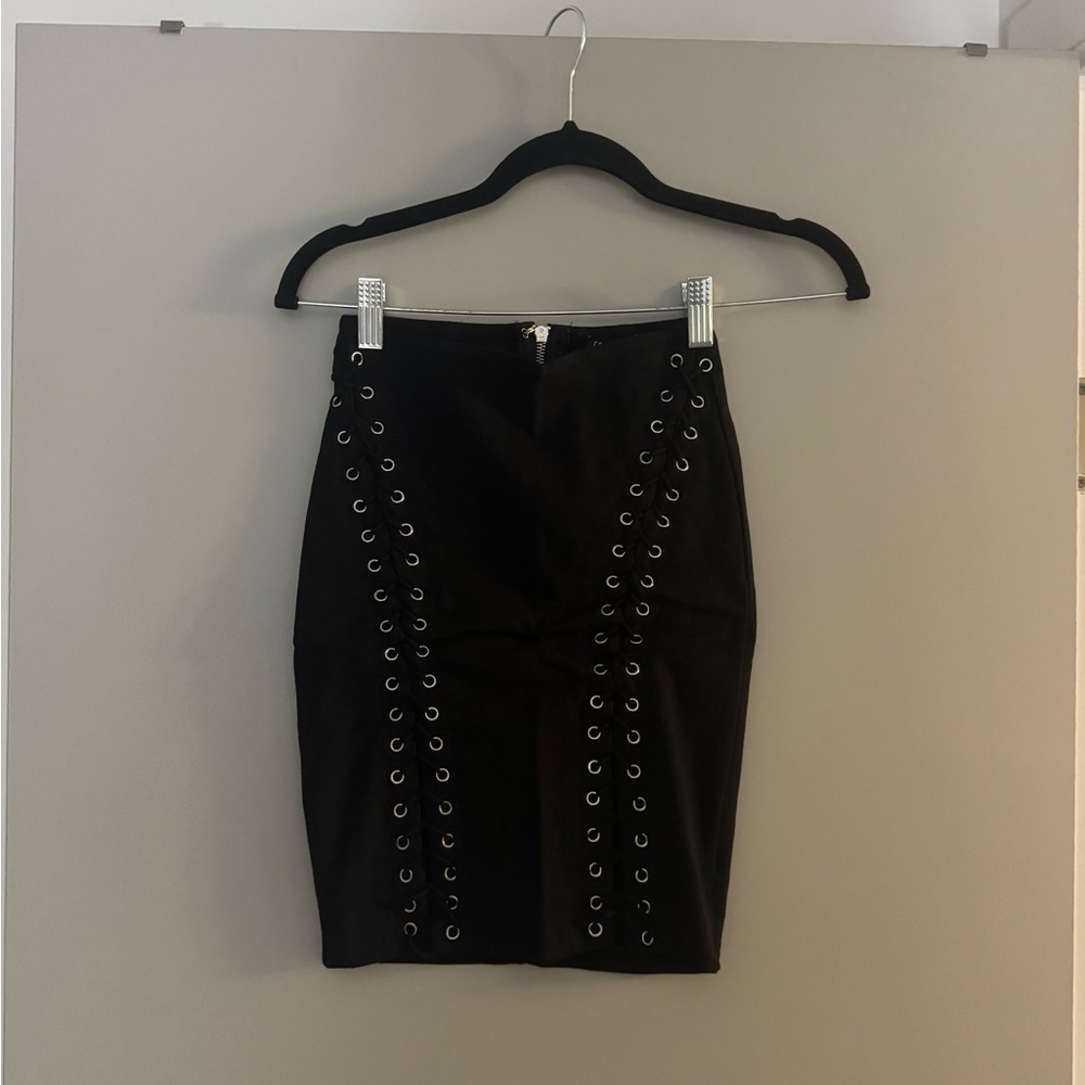 Fashion Nova Black Eyelet Mini Skirt